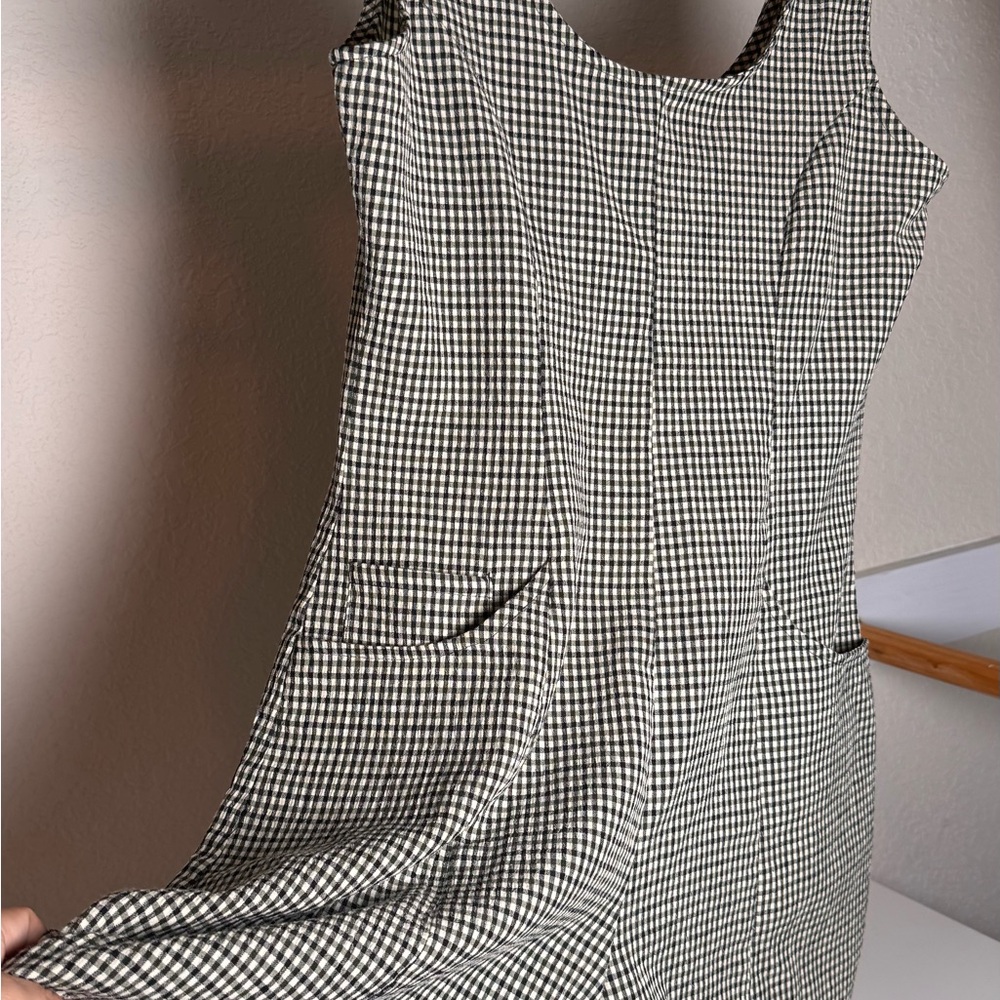 Elegant Black and White Houndstooth Mini Dress